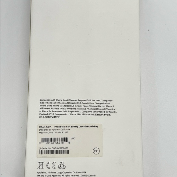 Apple iPhone 6/6s Charcoal Smart Battery Case, Open box, all papers, never used - Picture 4 of 8